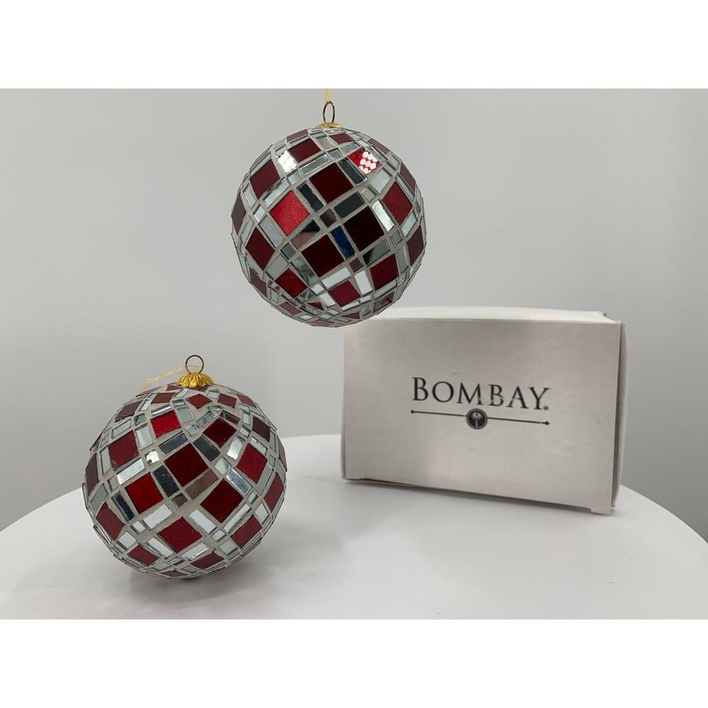Vintage Christmas Glass Mosaic Tree Ornaments Bombay Company